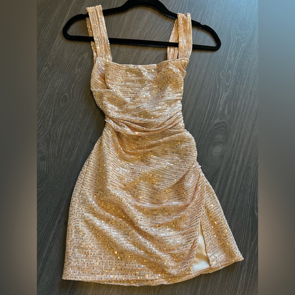 Lucy in the Sky Gold Sequin Prom Dress